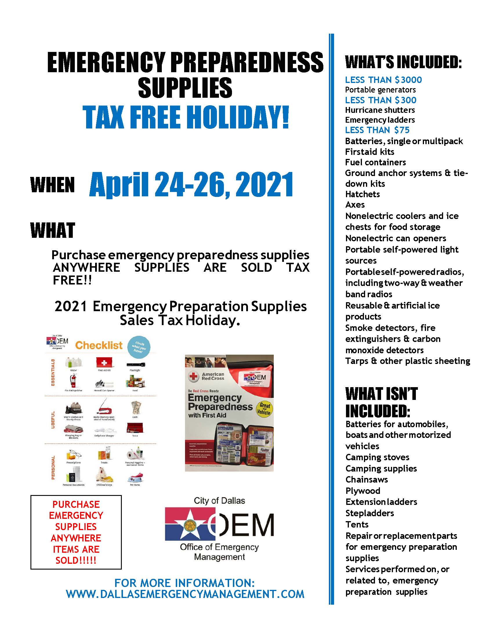 Office of Emergency Management Emergency Supply Tax Free Weekend